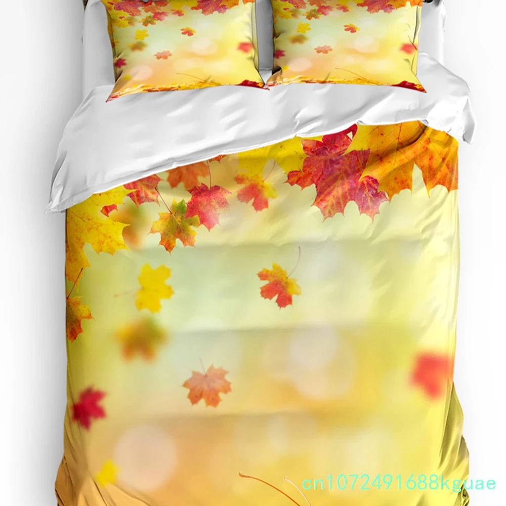 Green Leaf Ginkgo Duvet Cover Bed Bedding Set For Double Home Textile Quilt Cover Pillowcases Bedroom Bedding Set (No Sheet)