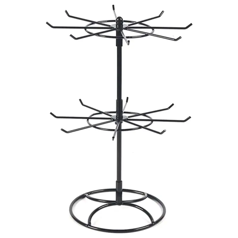 HRBAJ-For Hanging Earring Ring Bracelet Watch Holder Rotating Jewelry Display Stand 2 Tier Round Metal Necklace Organizer