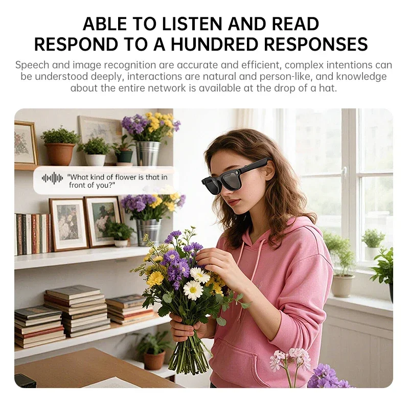 Nowe inteligentne okulary AI Lenovo 1600W HD 8K z kamerą do fotografowania, rozmowami głosowymi, tłumaczeniem, Bluetooth, okulary z kamerą AI dla mężczyzn i kobiet — zdjęcie produktu 5