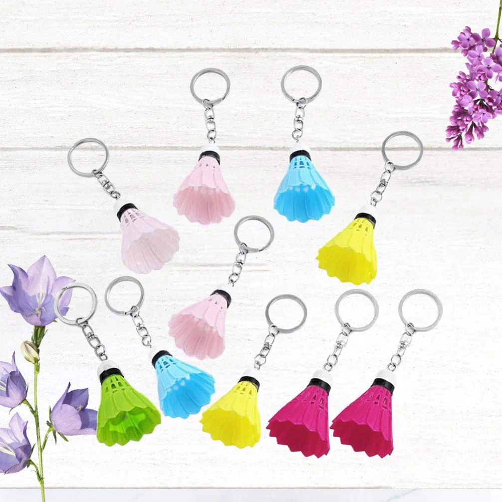 18Pcs Badminton Key Ring Badminton Keychain DIY Shuttlecock Ball Charms Ring Keychain Handbag Backpack Hanging Ornament