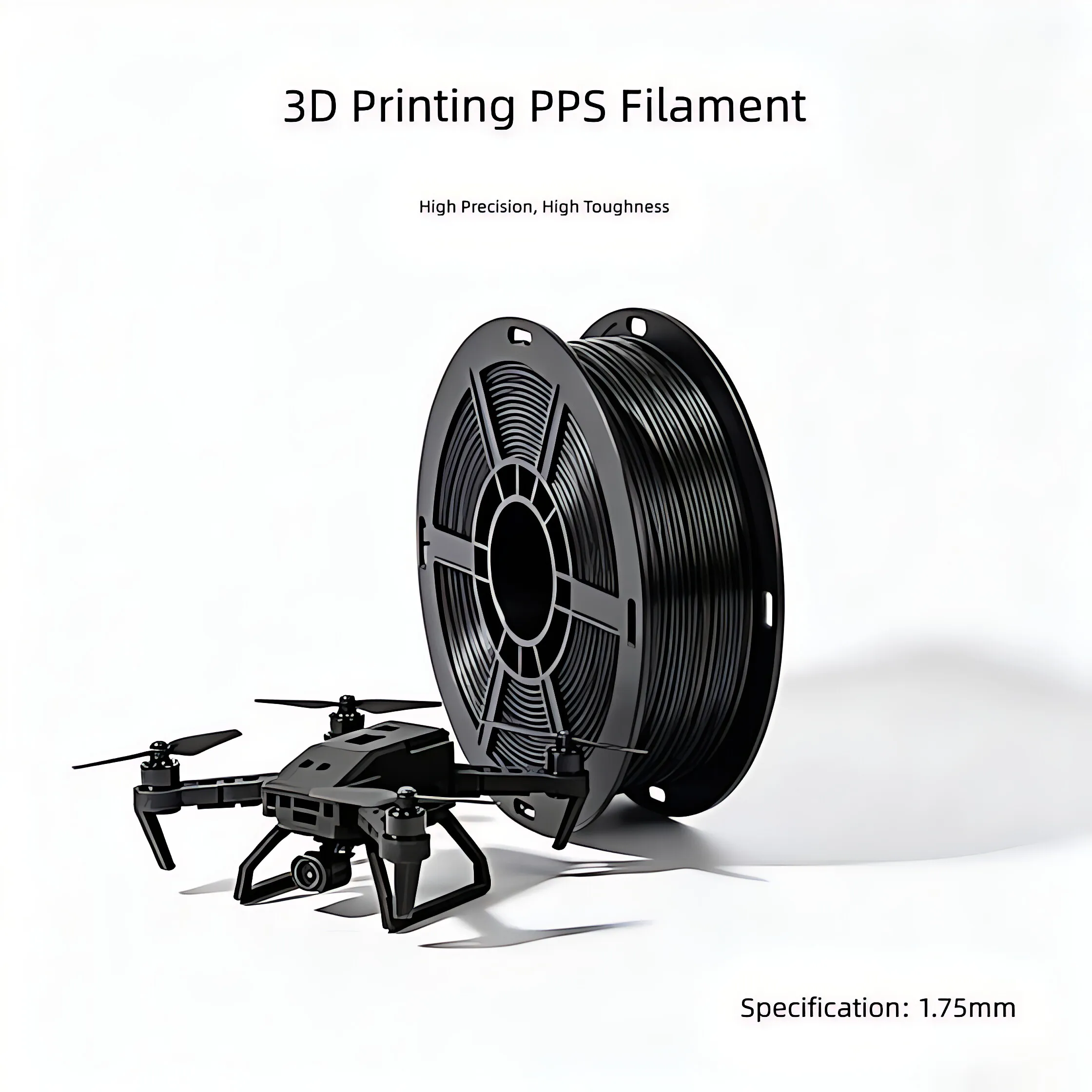 1.75mm High Performance 3D Printer Filament, PPS PPS-CF PEEK PPSU PEI, Engineering Grade Plastic, Natural Amber Black