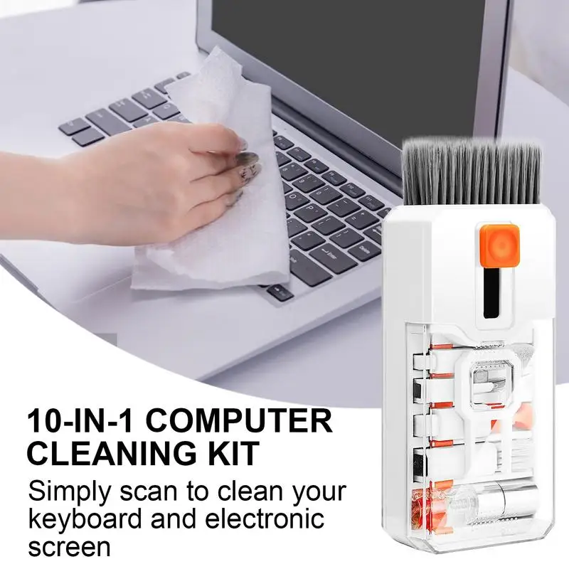 10-in-1 Keyboard Cleaning Tool with Cloth Portable Screen Cleaning Kit Anti Scratch PC Cleaning Brush Kit For PC Laptop notepad