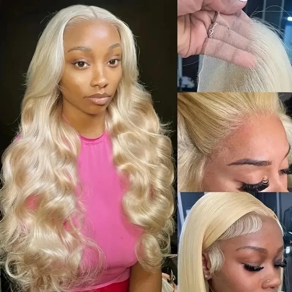 

Blonde 220Density Body Wave Lace Front Wigs Human Hair 13×4 Pre Plucked With Baby Hair Transparent Lace Frontal Wig For Women613