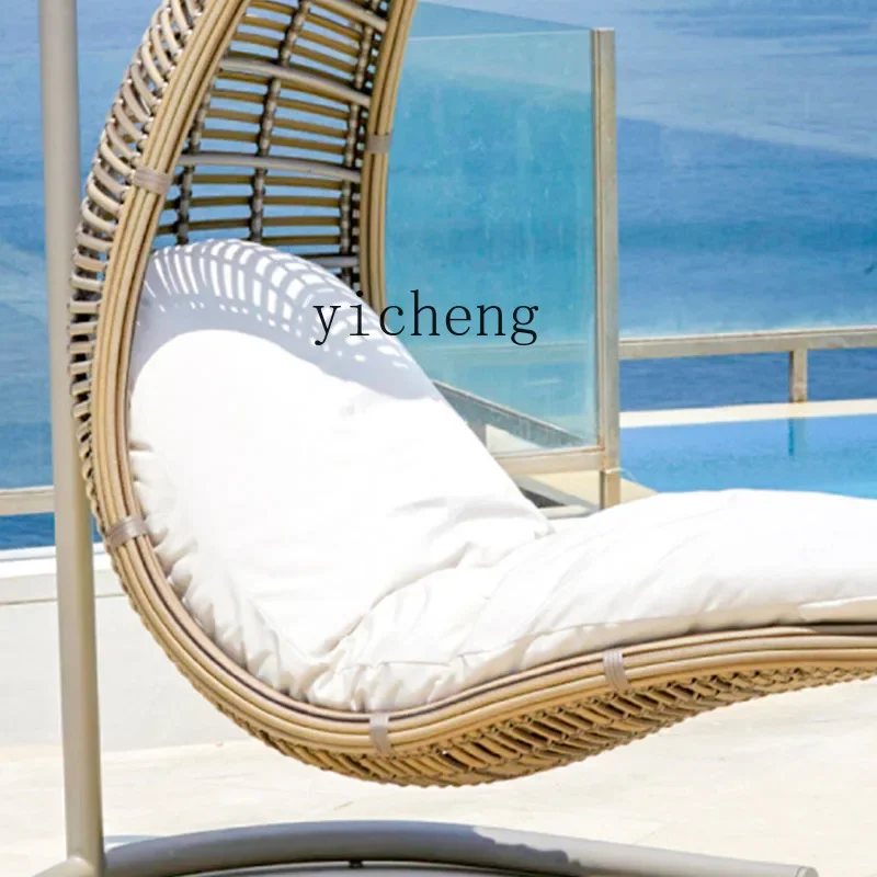 

LX Hanging Basket Rattan Chair Pool Outdoor Balcony Pastoral European and American Style Sun Protection