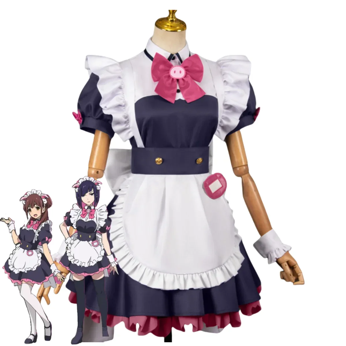 Anime Akiba Maid War Wahira Nagomi Mannen Ranko Cosplay Costume Maid Dress Lolita Skirt Wig Woman Lovely Birthday Party Costume