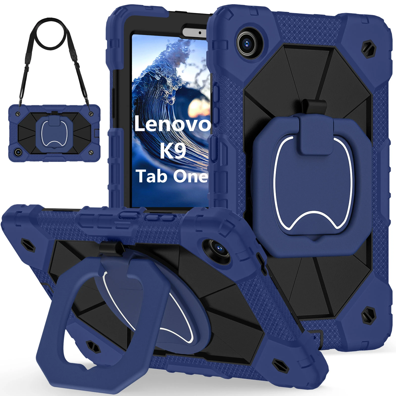 

Детский сверхпрочный бронированный чехол для планшета Lenovo Tab K9 TB305FU 2025 Tab One 8,7 дюйма, вращающаяся на 360 градусов подставка, ручка, плечевой ремень