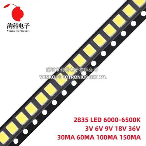 100pcs White High Brightness SMD LEDs 2835 DSSRQI