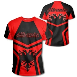 Albania Flag Men's T-shirt 3D Print Albanian National Emblem Tops Short Sleeve O-Neck Oversized Sports Male Tee Shirt Clothing