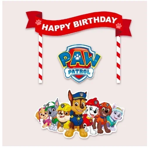 Conjunto de Decoração de Bolo de Aniversário Paw Patrol, Topper de Bolo de Desenho Animado Patrulla Canina para Crianças, Meninos e Meninas, Suprimentos para Festa de Aniversário