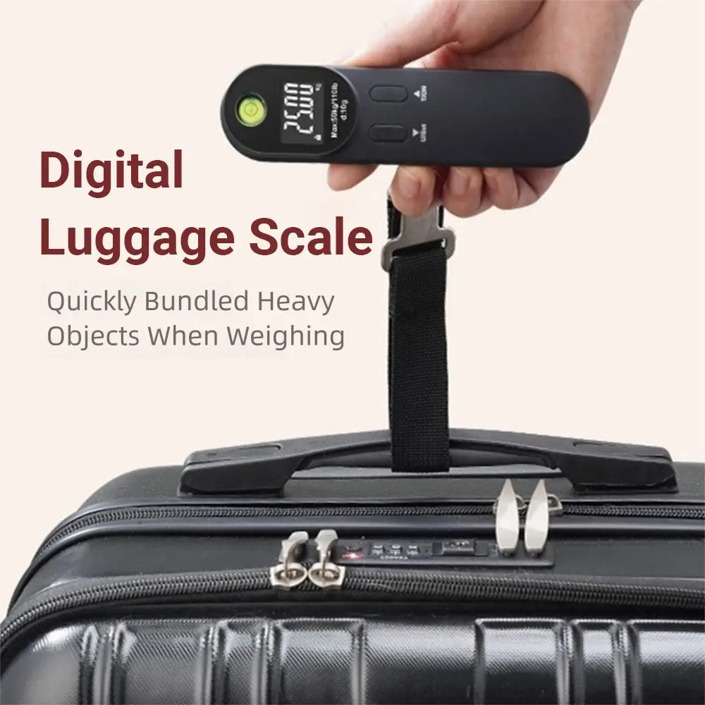 

Portable Electronic Luggage Scale Kg/Oz/Ib Dual Color Travel Weighing Scale Bult in Level Meter LCD Display
