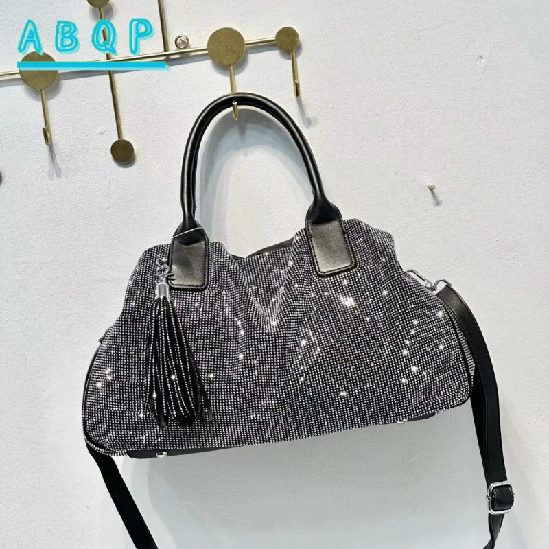 

Женская сумка через плечо, украшенная бриллиантами, блестящая женская сумка через плечо, повседневная женская сумка большой вместимости, высокое качество