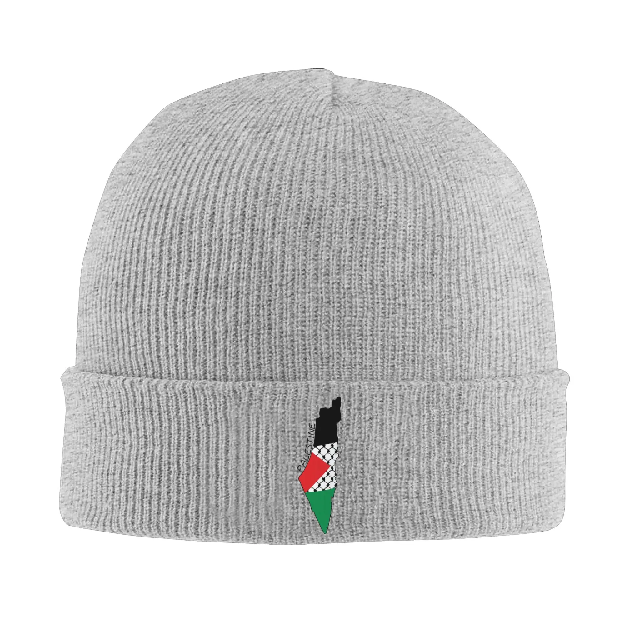 Palestine Flag Map Palestinian Kufiya Hatta Traditional Knitted Hat Beanies Winter Hats Warm Unisex  Casual  Cap Men Women Gifts