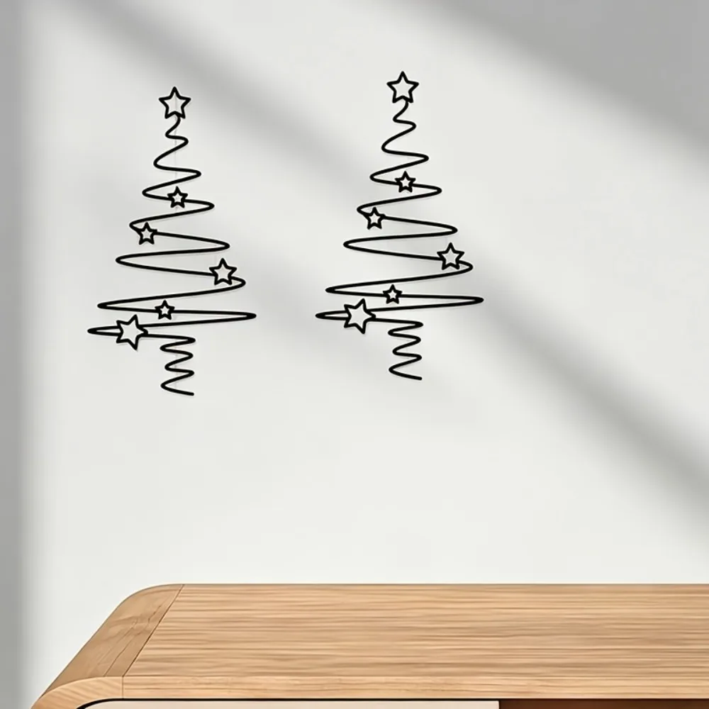 CIFBUY 2Pcs Metal Tree Wall Art Decor Set Multi-Functional Iron Hanging Ornament For Indoor Outdoor Home Decoration No