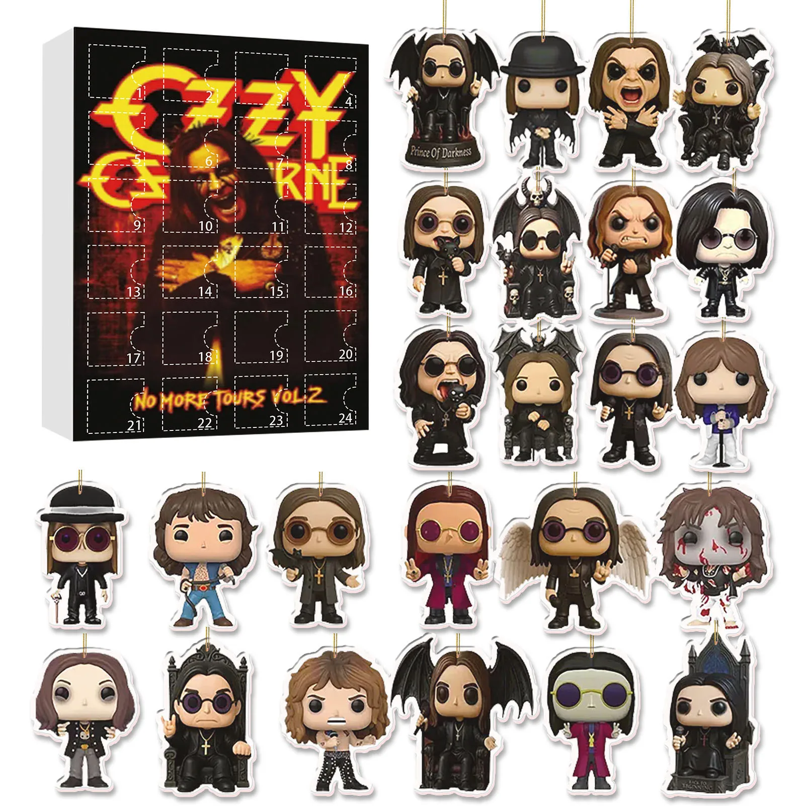 

Christmas Gift Acrylic 24pcs Advent Calendar Box Ozzy Osbourne Motorcycle Bell Keychain 24 Day Countdown Calendar Pendant Figure