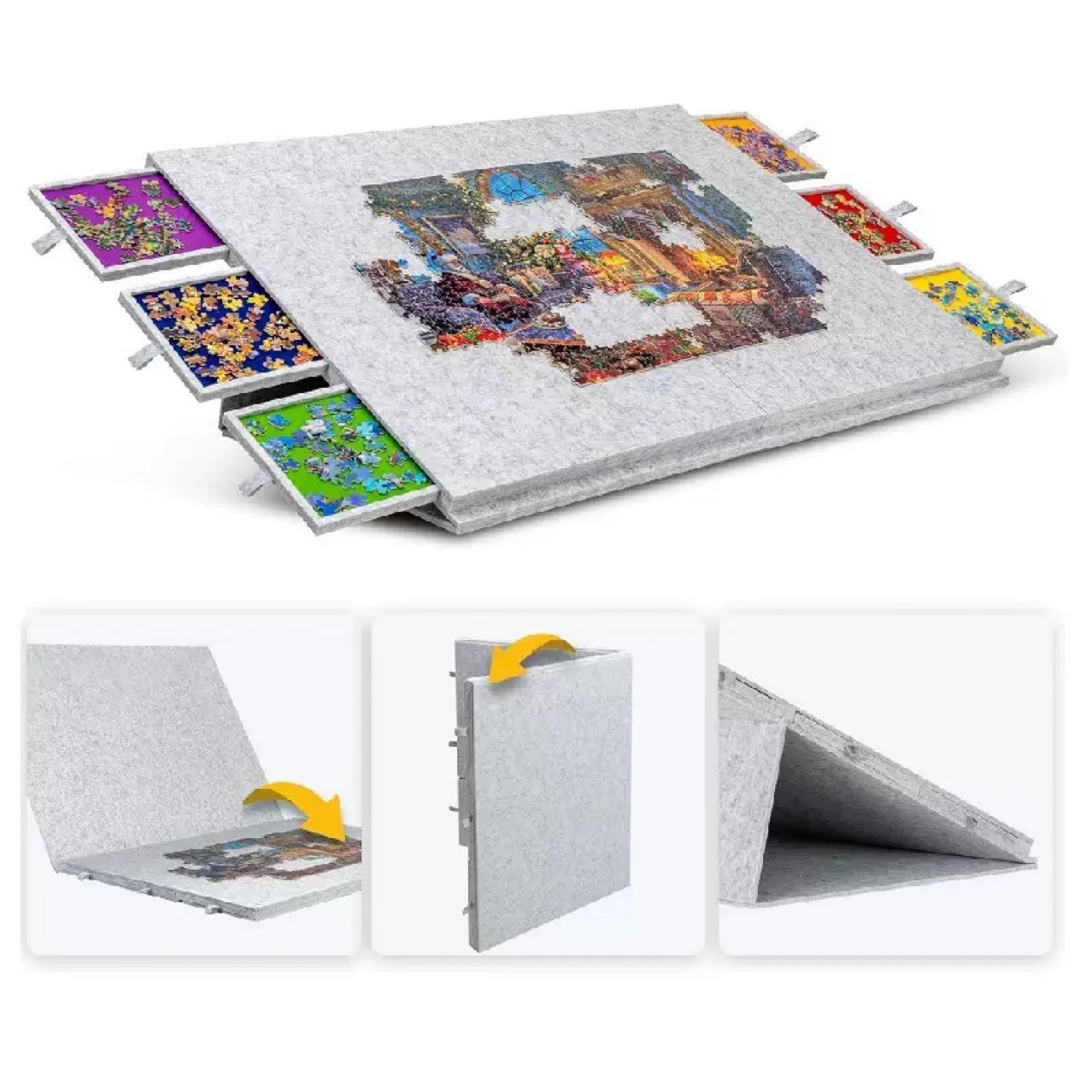Felt Puzzle Table Board Portable Storage Puzzle Table 2000 Pieces Puzzle Board Drawer Style Classification Tables