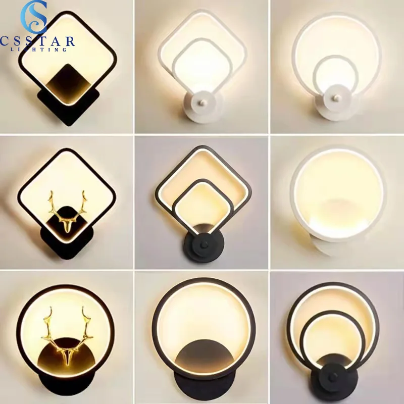 Nordic LED Wand Lampe Innen Schwarz Weiß Wand Licht Einfache Kunst Indoor Hause Dekoration Moderne Wohnzimmer Korridor Bedside110-220V