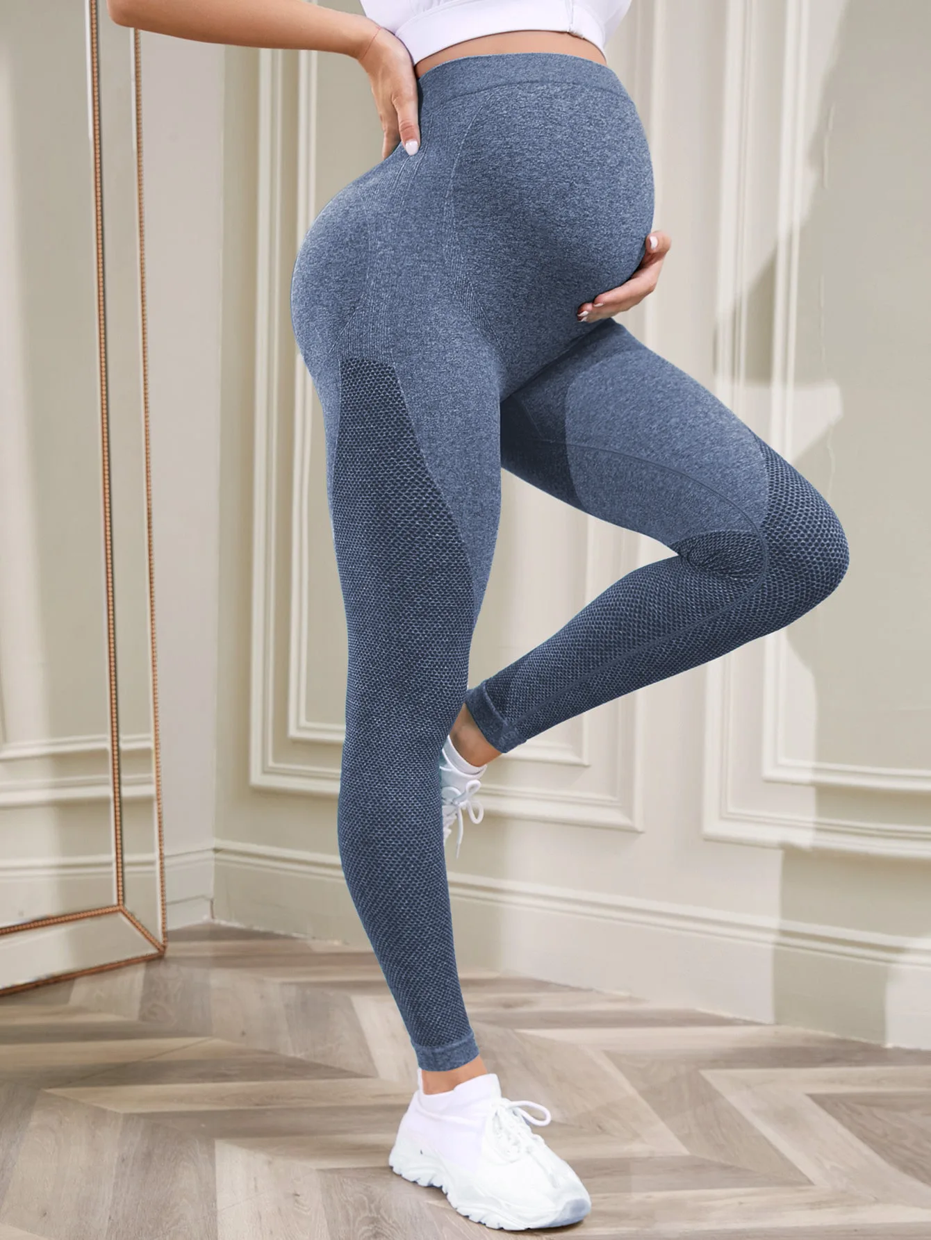 Leggings de maternidad para mujer sobre el vientre, ropa deportiva para embarazo, pantalones de yoga para entrenamiento