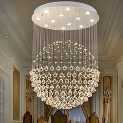 Round K9 Crystal Ball Led Ceiling Chandelier Pendant Lamp for Living Dining Room Cristal Lustre Bedroom Home Decor Light Fixture