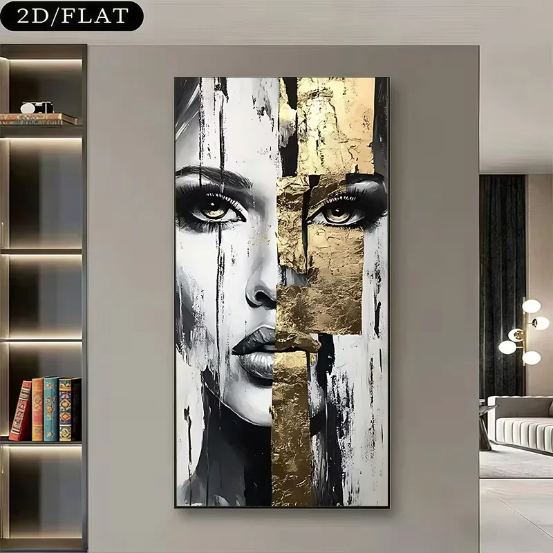 Multiple sizes 1pc frameless Large size Canvas Painting,2D Flat, 2D Flat, A 2D Flat Wall Decoration Featuring a Large Vertical A