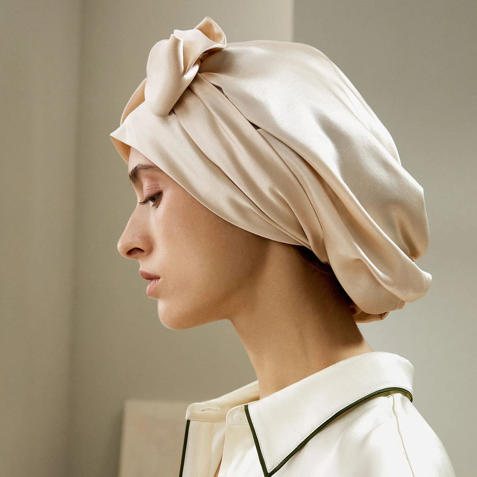 LILYSILK Women's Pure Silk Multi-Use Tie Bonnet Ladies Luxury Night Sleep Cap with Adjustable Band for Most Head Size