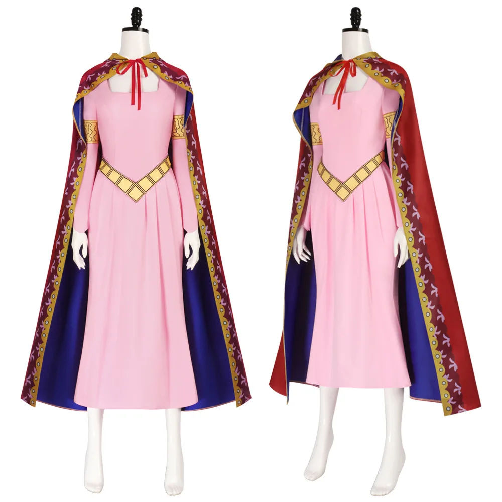 

Anime Vivi Princess Cosplay Costume Vivi Pink Robe Dress WIth Red Cloak Full Set Theater Stage Performance Suit Halloween Party