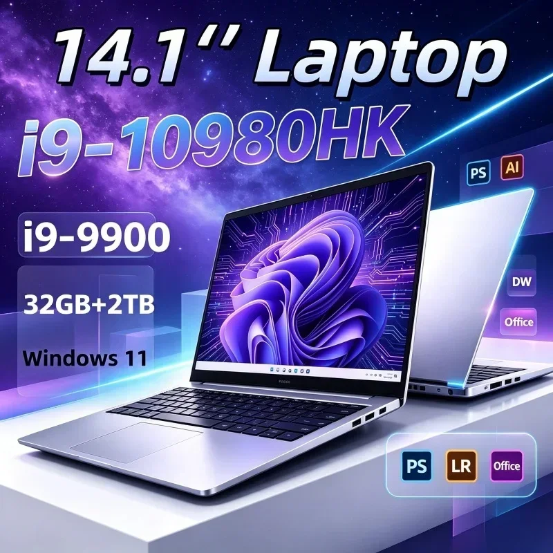 14.1'' Inch Notebook PC Portable Office Laptop Intel Core I9-10980HK / I9-9900 Windows 11 32GB RAM 1TB 2TB SSD Powerful Computer