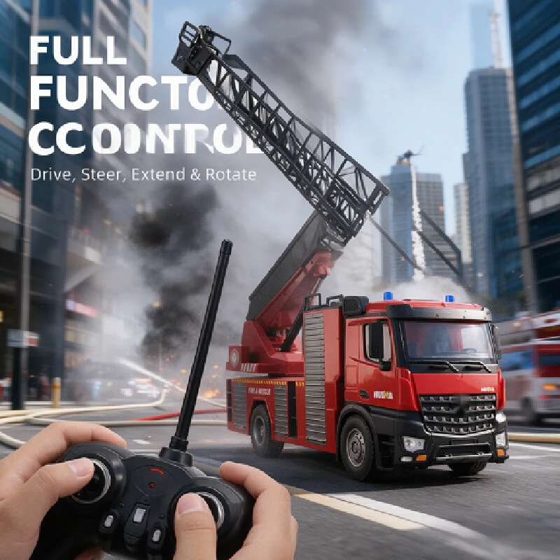 Huina 561 1 14 Scale 22 Channel 2 4ghz Remote Control Fire Truck Spraying Water Ladder Engineering Vehicle Toy For Adults