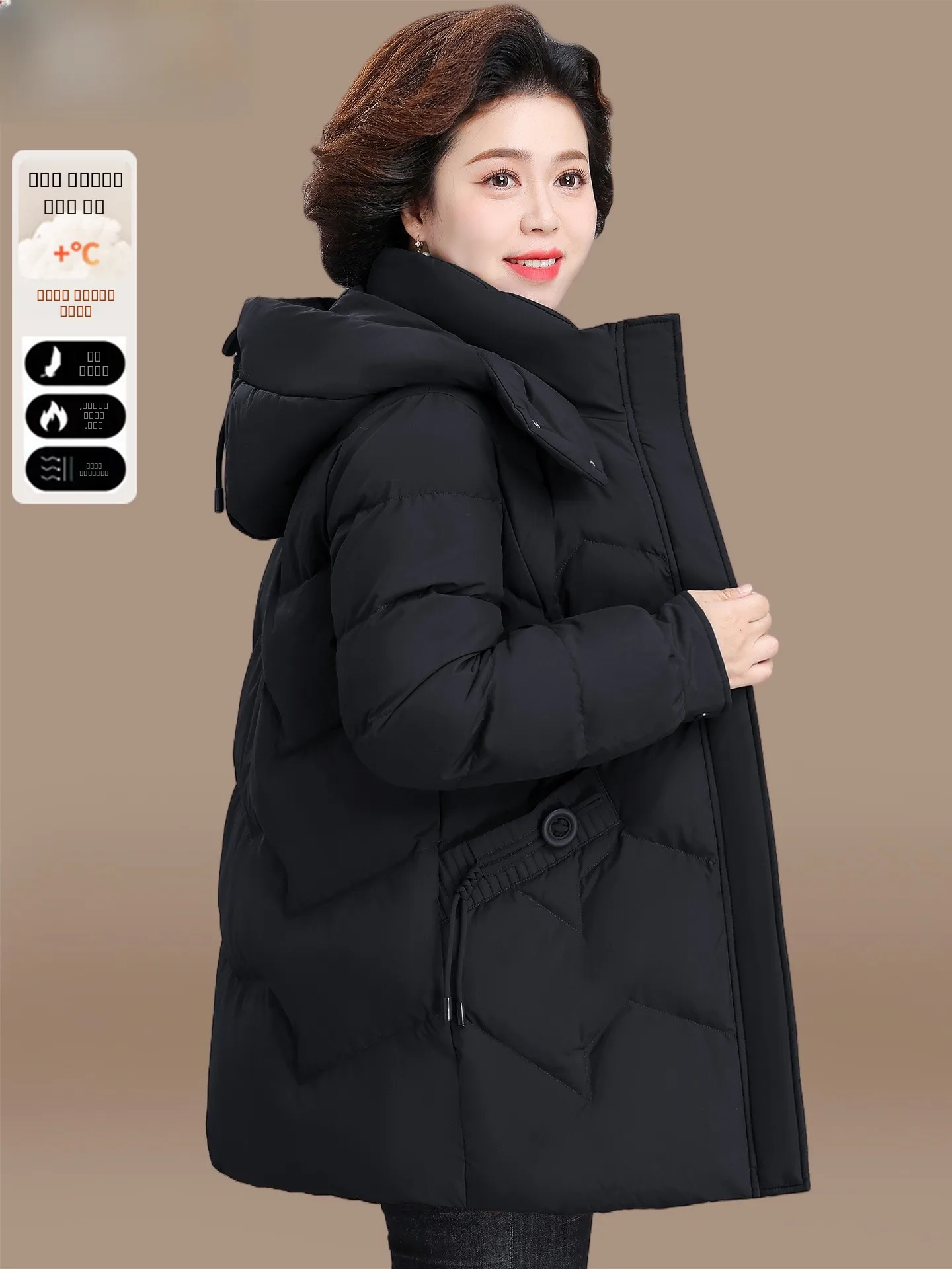 

Warm Mid-Length down Jaet for Women Winter Clothes Faionable Polyester Fiber Coat for Middle-Aged And ly Ladies