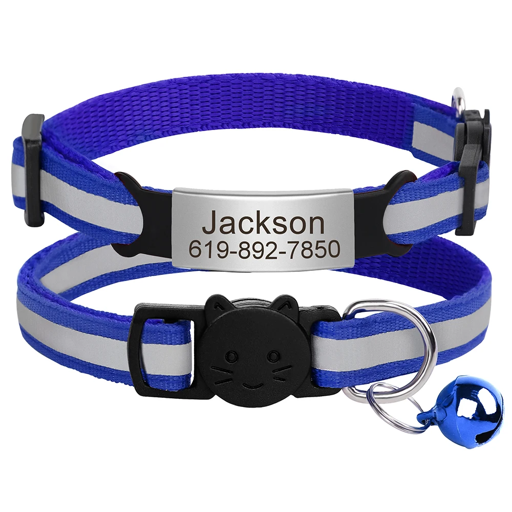Personalisierte ID Kostenloser Gravur Katze Kragen Reflektierende Katze Sicherheit Schnalle Halsbänder Einstellbare Benutzerdefinierte Nylon Welpen Kätzchen Halskette – Detail 9