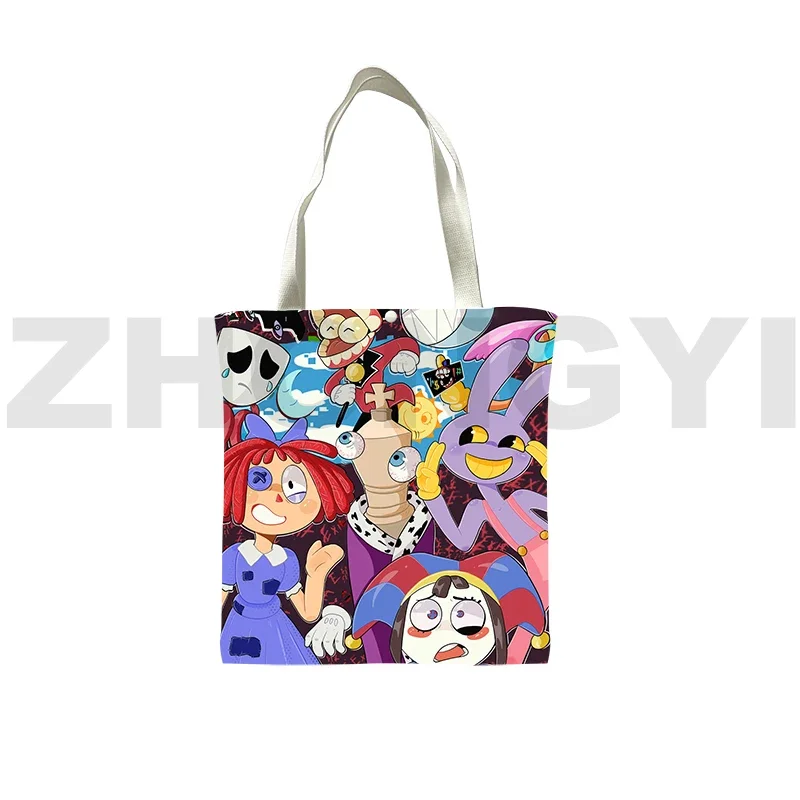 

Модная удивительная цифровая цирковая 3D сумка с принтом, сумки через плечо для женщин, сумка-мессенджер, Мультяшные сумки-тоут, Холщовая Сумка для покупок