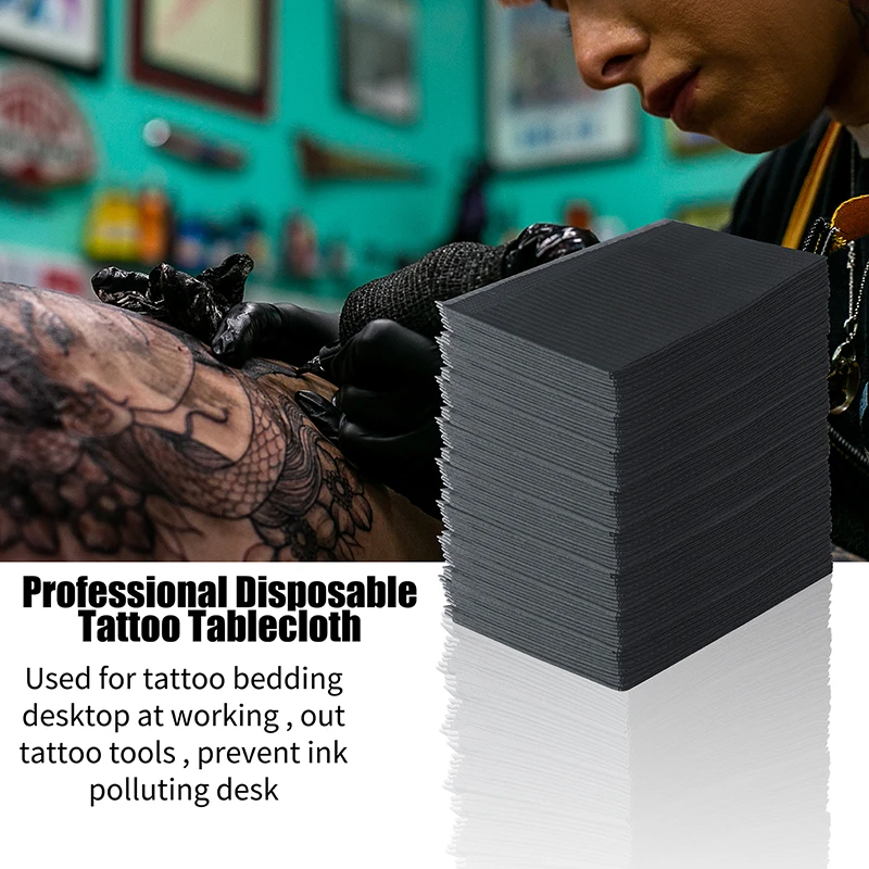 50/100pcs Disposable Tattoo Clean Pad Mat Waterproof Paper Tablecloths Double Layer Sheets Tattoo Accessories Black Napkin Cover