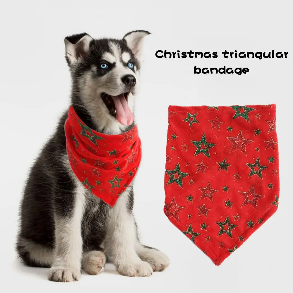 

Christmas Pet Bibs Adjustable Neck Scarf Dogs Cats Saliva Towel Comfortable Triangle Bib Festive Dog Bandana Pet Accessories