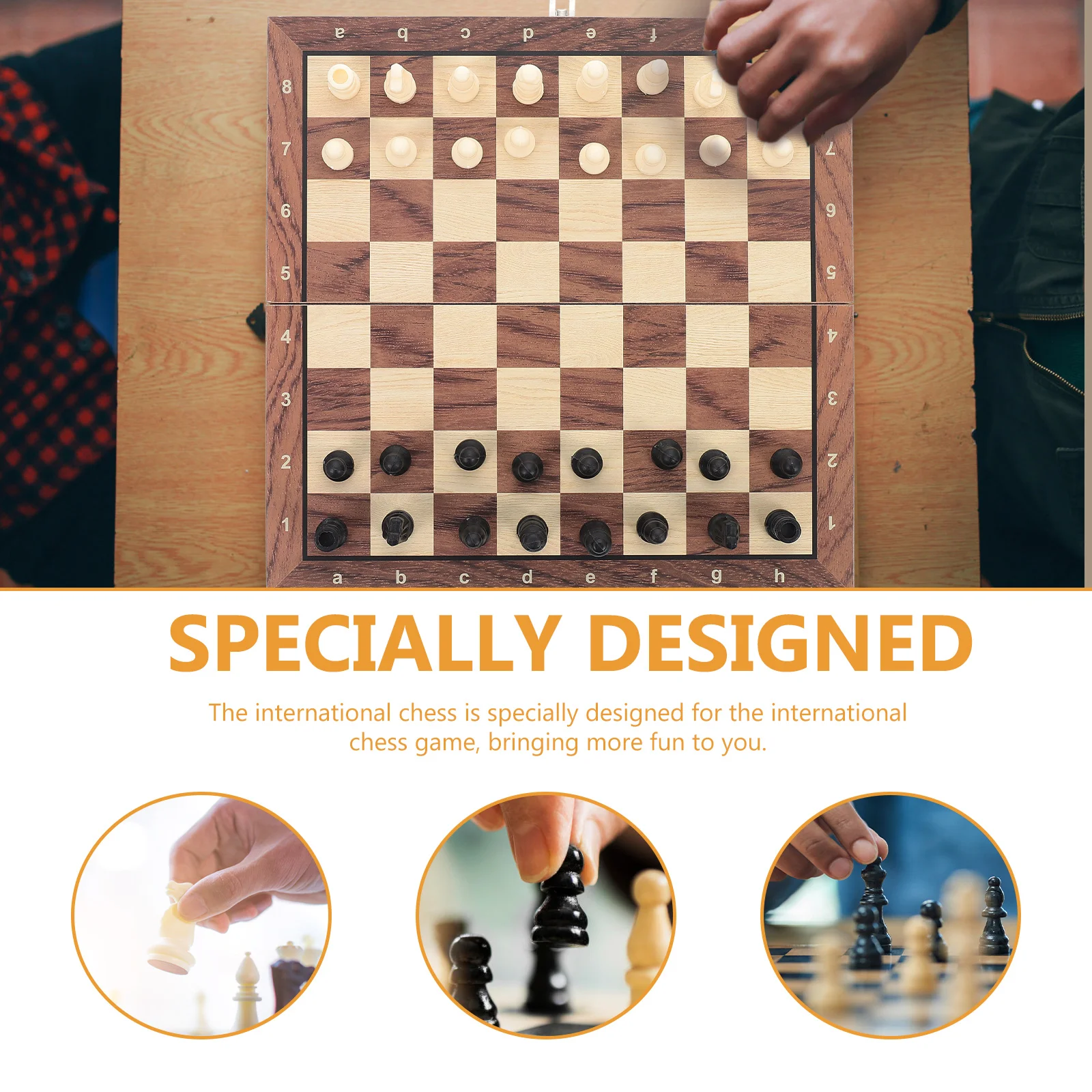

1 Set Kids Educational International Board Foldable Wooden Puzzle Plaything Safe Edges Portable Lightweight Chess For Children