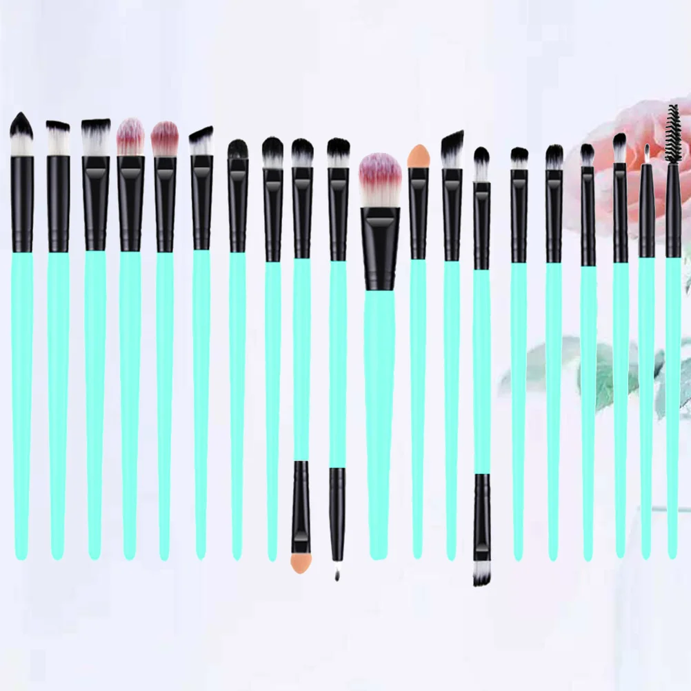 Set di pennelli per ombretto da 20 pezzi Manico in plastica Kit per trucco occhi portatile per applicazione ciglia eyeliner Setole in nylon Grigio Nero