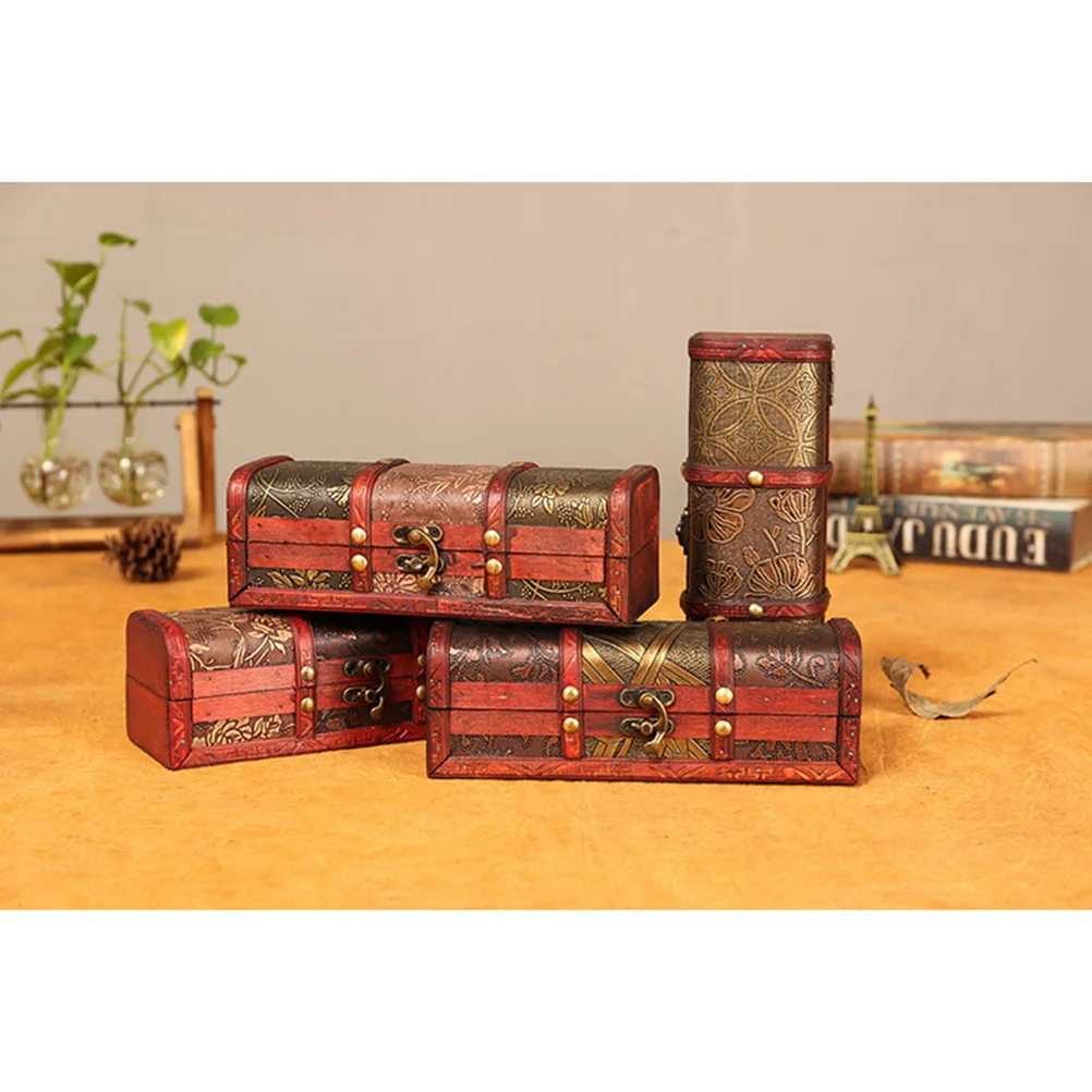 

1pc Wooden Hair Stick Box Vintage Daffodil Pattern Jewelry Storage Container Wood Organizer For Desktop Bedroom Drawer