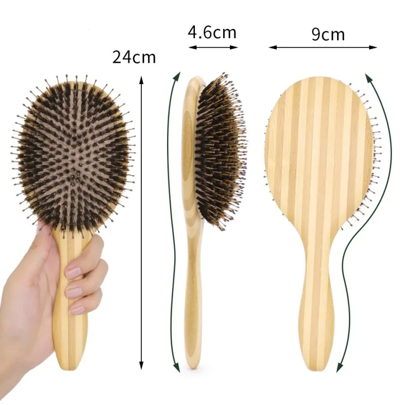 

Customized Logo Boar Bristle Hair Brush Wholesale Bamboo Hairbrush Curly Airbag Scalp Comb Hair Beauty Care Salon Tool 6pc/set