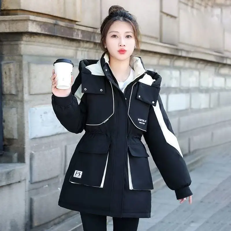 Fashion Pai Overcome Female Winter 2025 New Cotton-Padded Jacket Long Down Coat Women Parkas Hooded Warm Windbreaker Outerwear