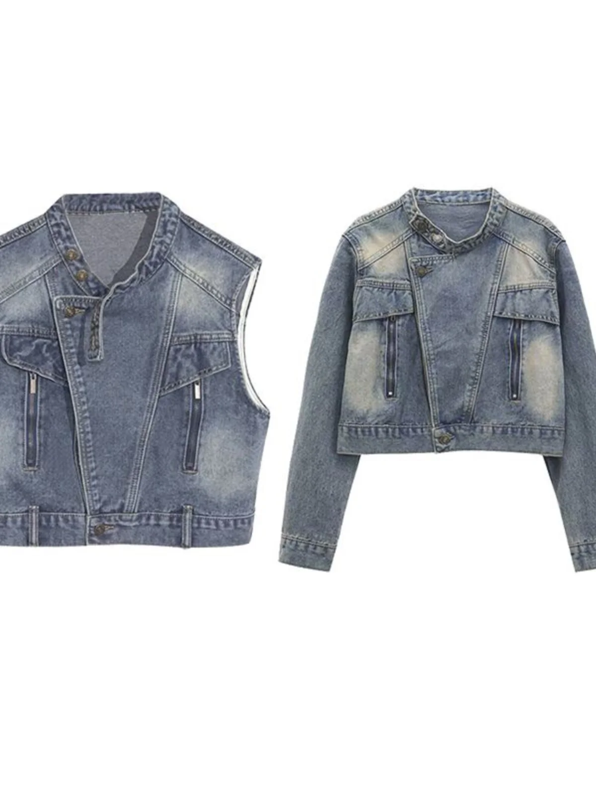 

Women's Spring Autumn Denim Jaet Long Sve ort Coat Vintage Motorcycle Sle Casual Wear Outerwear Top for plus Size