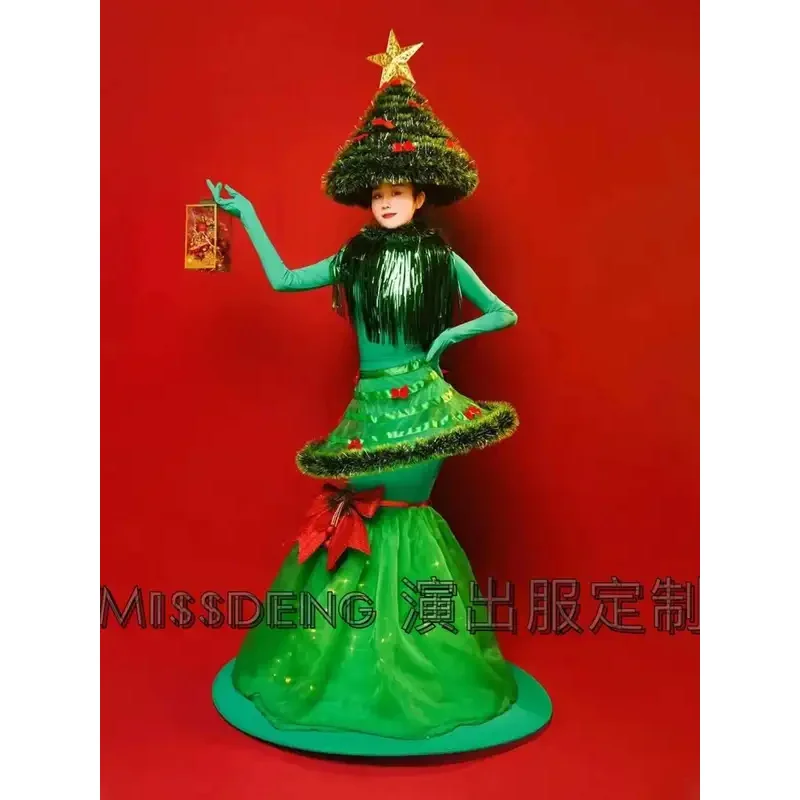 

CyChristmas Tree Paradise Parade Costume Bar DS New Nightclub Dress Mid-Autumn Festival Green Atmosphere Gogo Performance Costum
