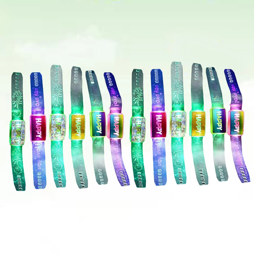 

12 шт. светящиеся браслеты со вспышкой, светодиодные цветные светящиеся ленты для концертной вечеринки, бега, езды на велосипеде, защитные браслеты, светящиеся браслеты