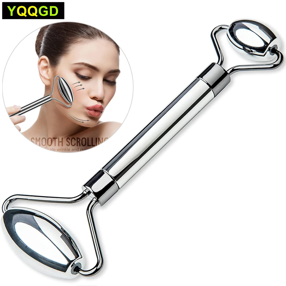 1Pc Stainless Steel Facial Roller,Face and Eye Roller,Metal Face Roller to Help Reduce Puffiness,Increase Circulation,Dual Sided