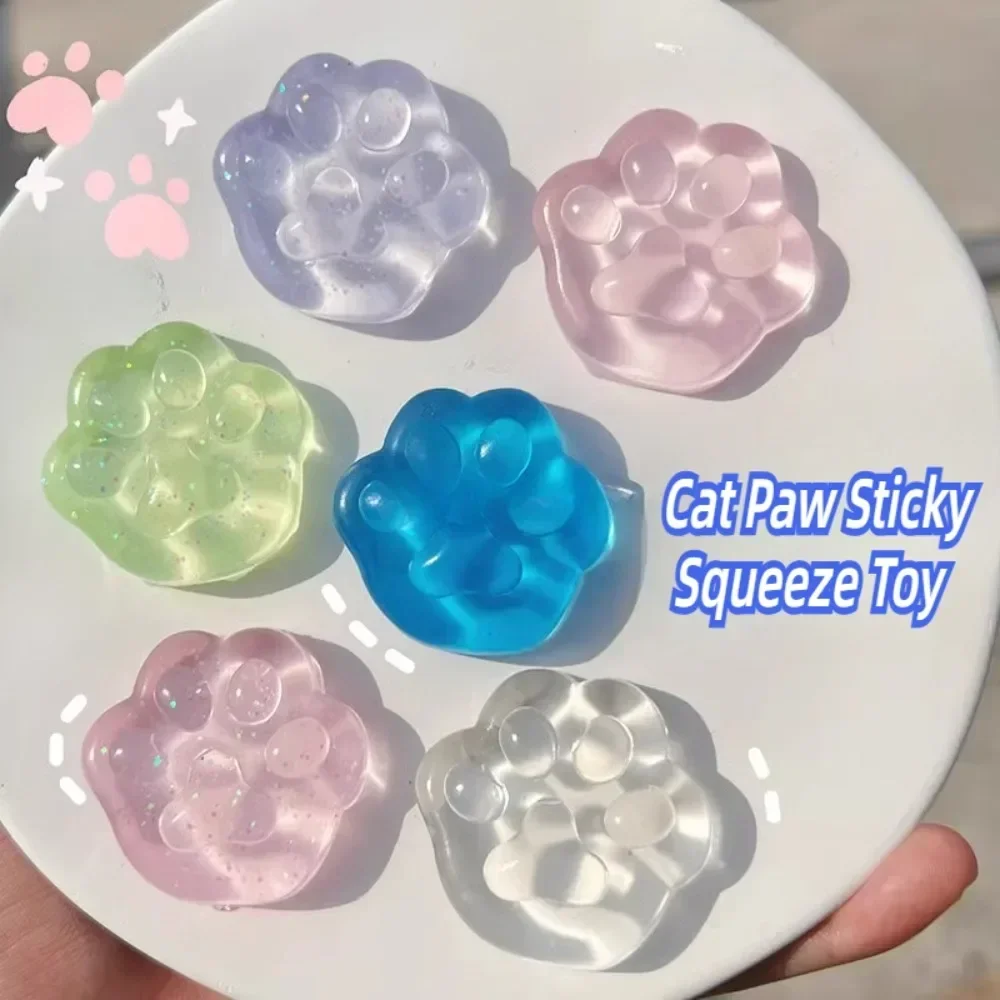かわいい猫の足のスティッキースクイーズおもちゃ、ソフトリアルなゼリー、キラキラ猫の爪、スクイーズストレス解消おもちゃ、子供と大人、ユニークなギフト、10個