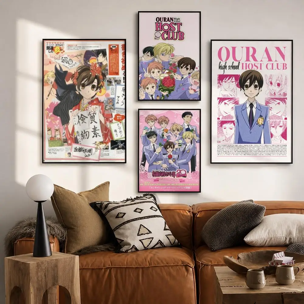 Famous Entertainment O-Ouran High School Host ClubS Poster Vintage Retro Anime Poster Stickers Peel and Stick Wall Art Home