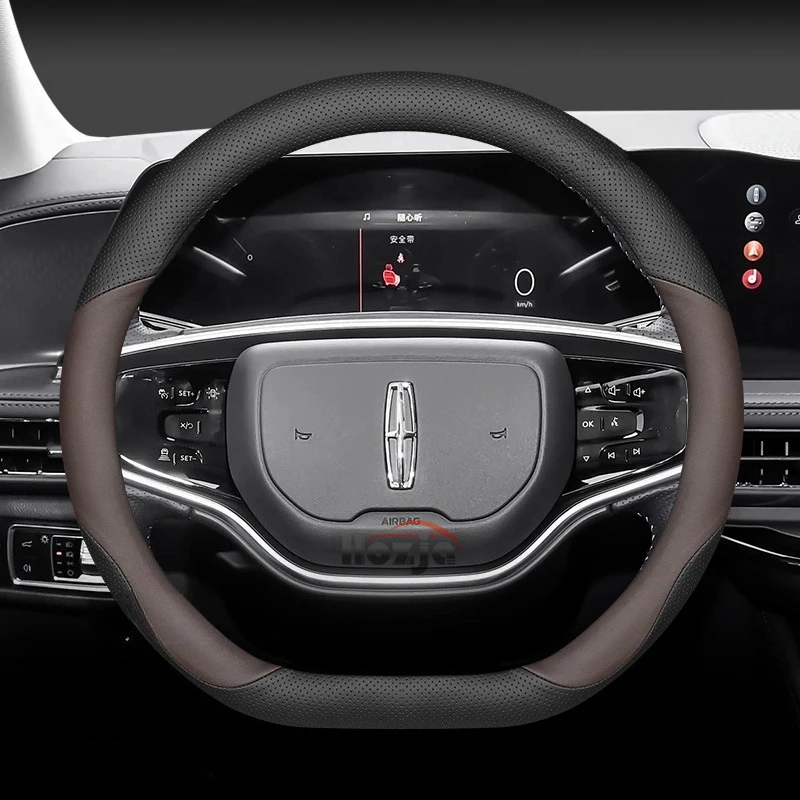 

Leather Car Steering Wheel Cover for Lincoln Zephyr Aviator Navigator Corsair Nautilus MKC MKZ MKX MKT MKS Interior Accessories
