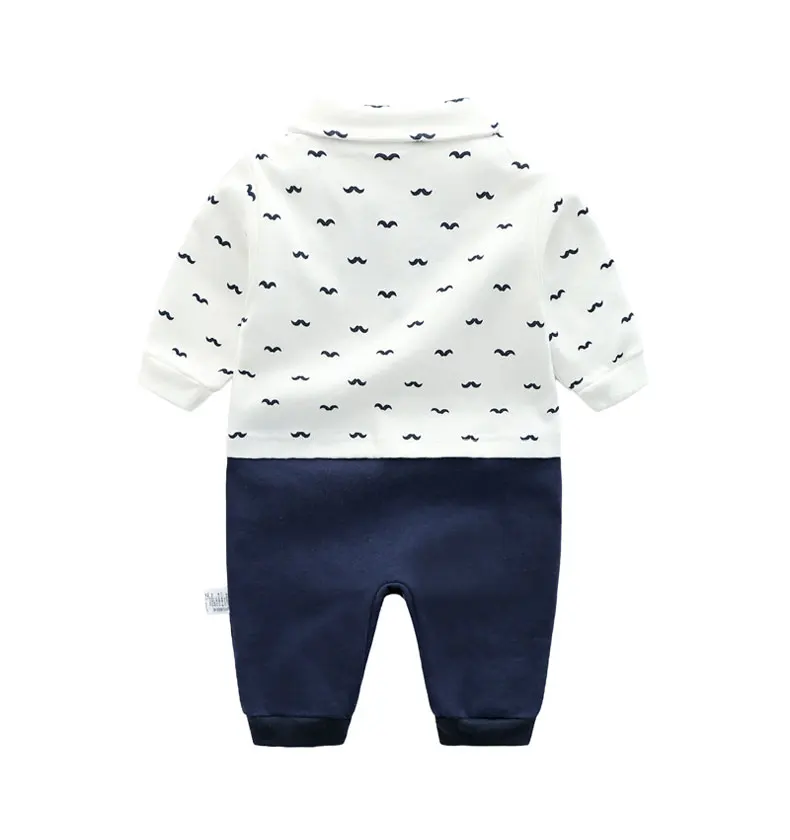 0-1 Jahr Neugeborener Junge Gentleman-Stil Fliege Baby-Strampler Langarm-Overall für Jungen Einjährig – Detail 6
