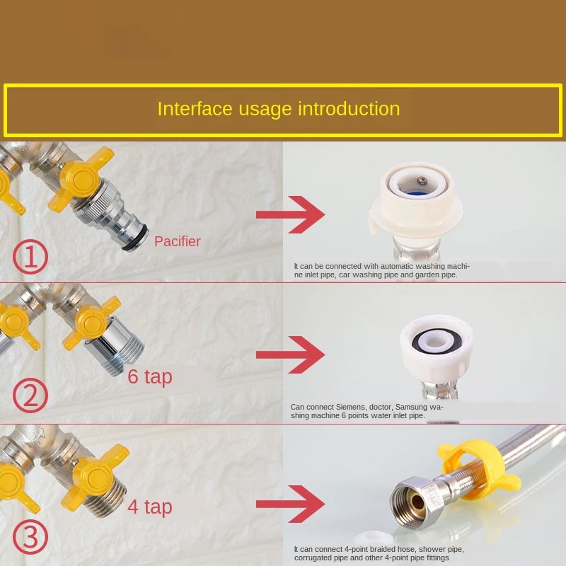 Water Flow Valve Three-way, One In and Two Out, Car Wash Water Pipe Washer