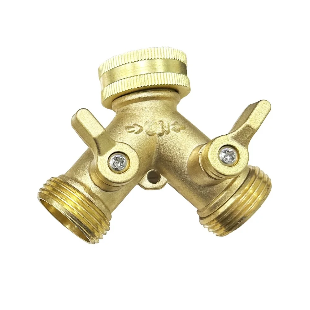 Faucet Distributor Y-type Three-way Brass 3/4Inch Garden Hose Manifold Joint Replacement Sealed Drip-proof Faucet Distributor