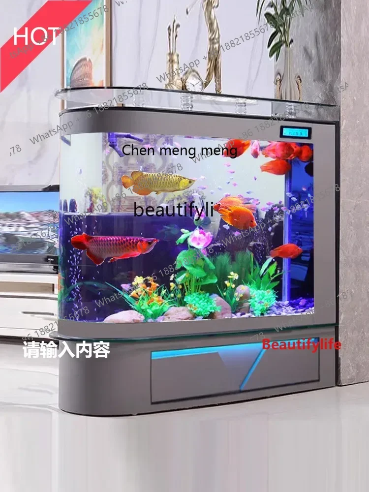 

scn8617 Screen Fish Tank Living Room Floor Partition with Cabinet Hallway Glass Fish Globe Aquarium