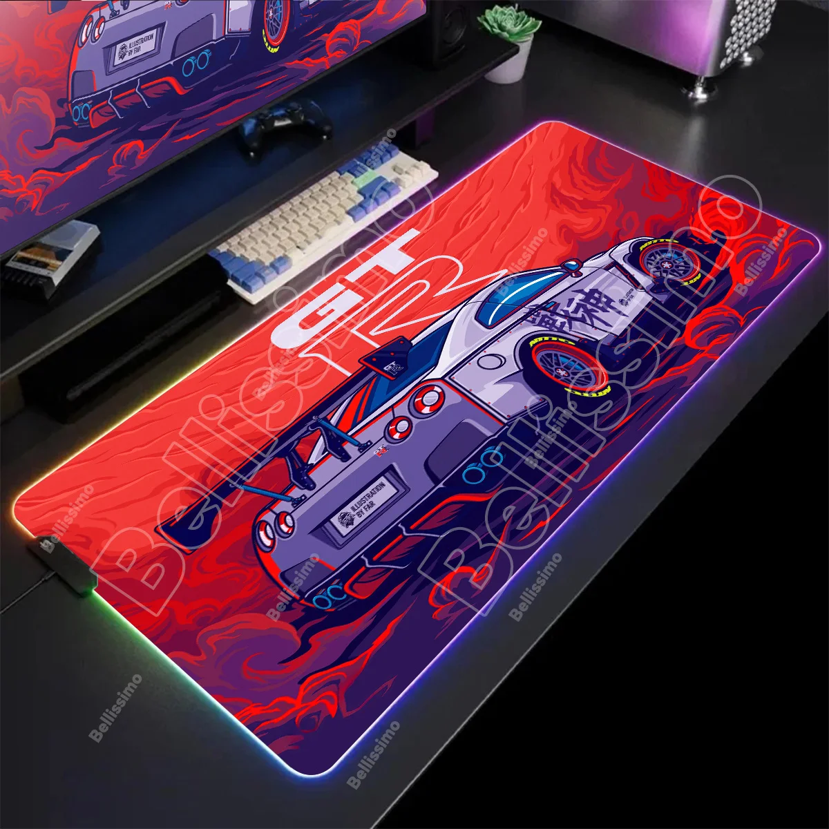 

Gamer Sports Cars RGB Mouse Pad Colorful Mouspad for Computer Desks Desktops Setup Gaming Accessories Large LED G*GTR Mouse Pad