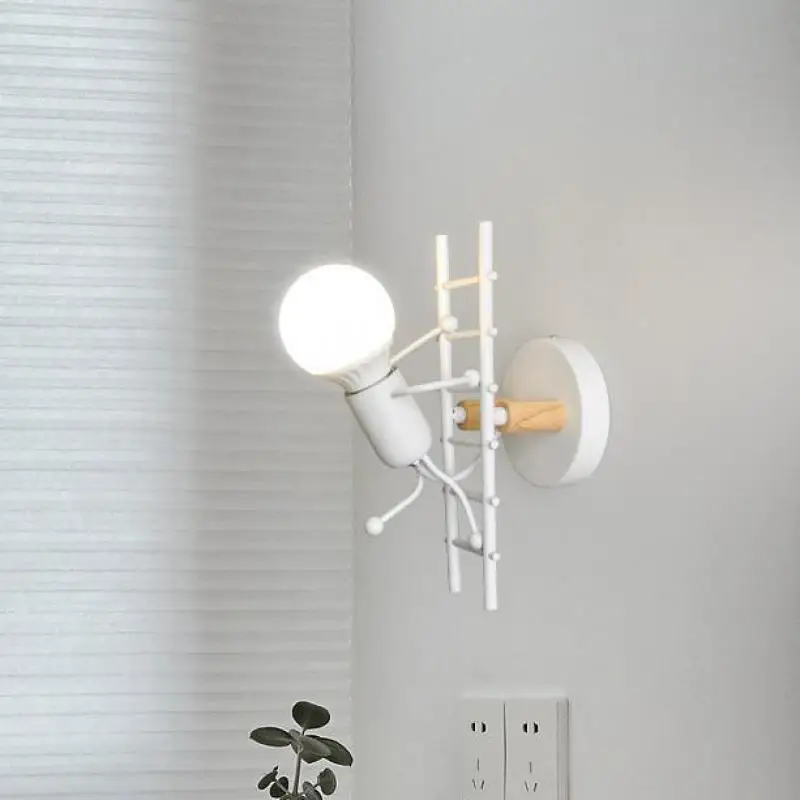 

Nordic Wall Light Bedroom Personality Art Villain Climbing Stairs Lamp Wall Lamp Corridor Children's Room Bedside Lamp